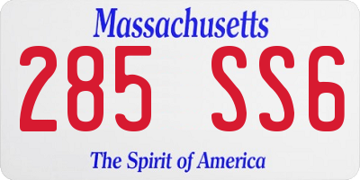 MA license plate 285SS6