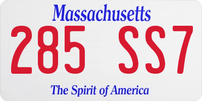 MA license plate 285SS7