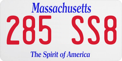 MA license plate 285SS8