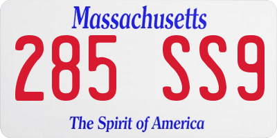 MA license plate 285SS9