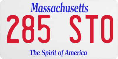 MA license plate 285ST0