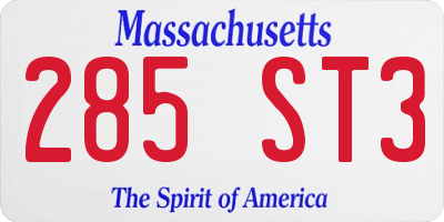 MA license plate 285ST3