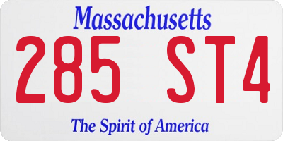 MA license plate 285ST4
