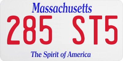 MA license plate 285ST5
