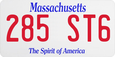 MA license plate 285ST6