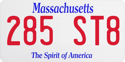 MA license plate 285ST8