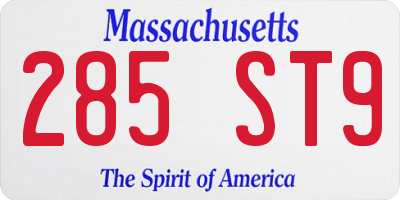 MA license plate 285ST9