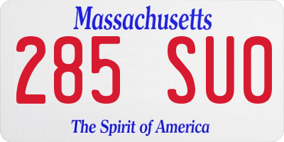 MA license plate 285SU0