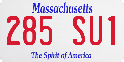 MA license plate 285SU1