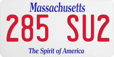 MA license plate 285SU2