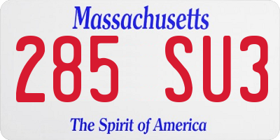 MA license plate 285SU3