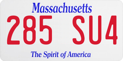 MA license plate 285SU4