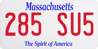 MA license plate 285SU5