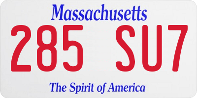 MA license plate 285SU7