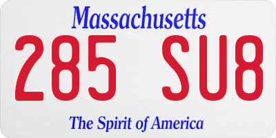 MA license plate 285SU8