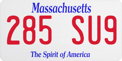 MA license plate 285SU9