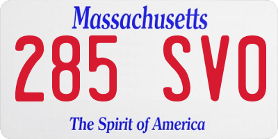 MA license plate 285SV0