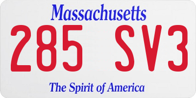 MA license plate 285SV3