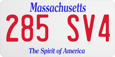 MA license plate 285SV4