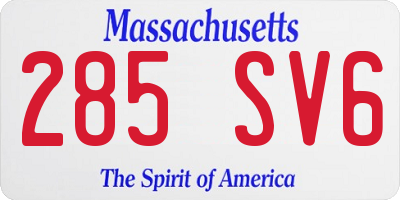 MA license plate 285SV6