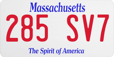 MA license plate 285SV7