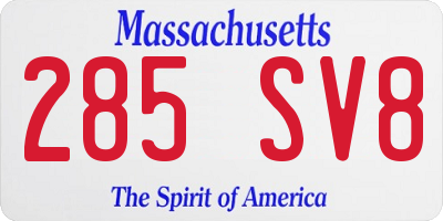 MA license plate 285SV8
