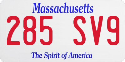MA license plate 285SV9