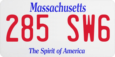 MA license plate 285SW6