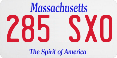 MA license plate 285SX0