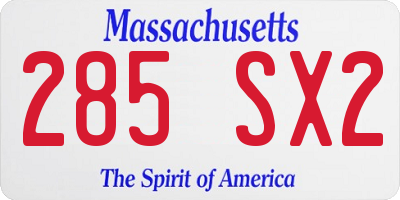 MA license plate 285SX2