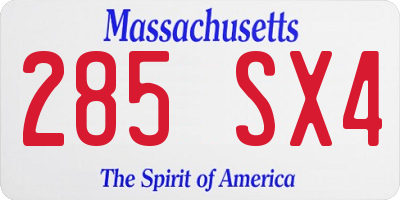 MA license plate 285SX4