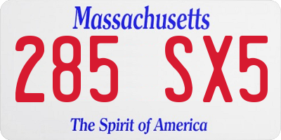 MA license plate 285SX5
