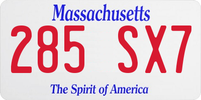 MA license plate 285SX7