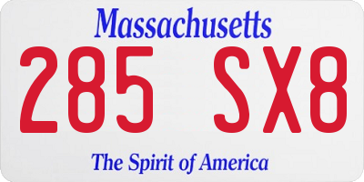 MA license plate 285SX8