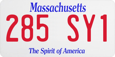 MA license plate 285SY1