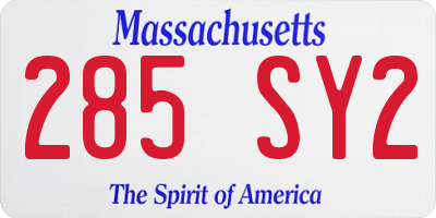 MA license plate 285SY2