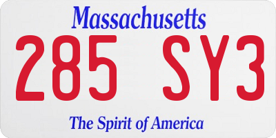 MA license plate 285SY3
