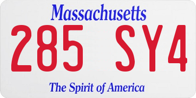 MA license plate 285SY4