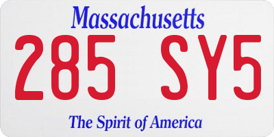 MA license plate 285SY5