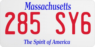 MA license plate 285SY6