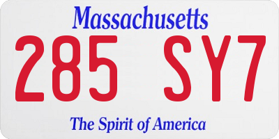 MA license plate 285SY7