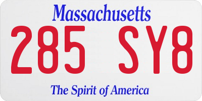 MA license plate 285SY8