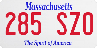 MA license plate 285SZ0