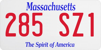 MA license plate 285SZ1