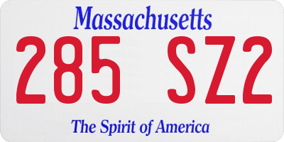 MA license plate 285SZ2