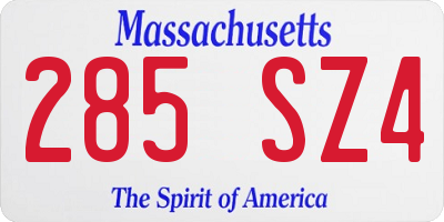 MA license plate 285SZ4