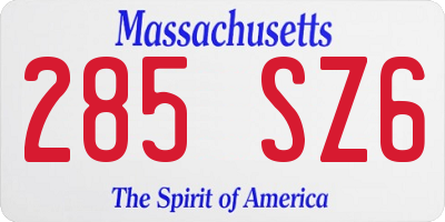 MA license plate 285SZ6