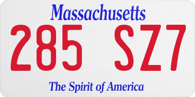 MA license plate 285SZ7