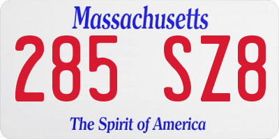 MA license plate 285SZ8