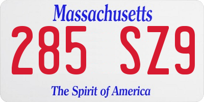 MA license plate 285SZ9